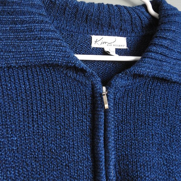 Kim Rogers Blue Knitted Zipper Cardigan Size Large - Picture 5 of 8